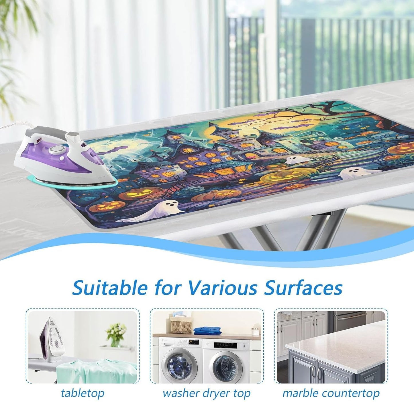 Cute Cartoon Halloween Bat Castle Ghost Pumpkin Ironing Mat Thickened Ironing Blanket Travel