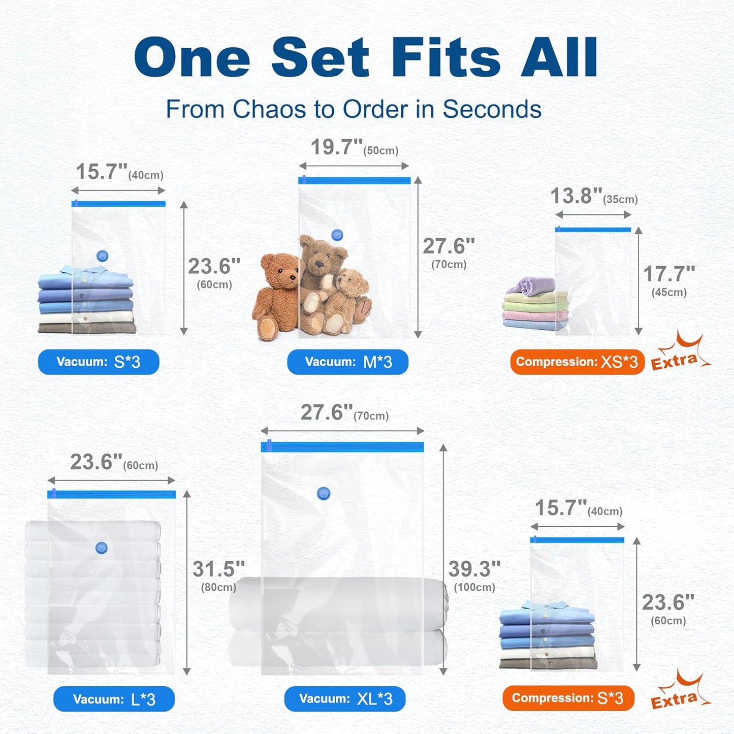HOUSE DAY 18 Pack Vacuum Storage Bags with Electric Pump, Valve, Space Saver Vacuum Seal Bags for