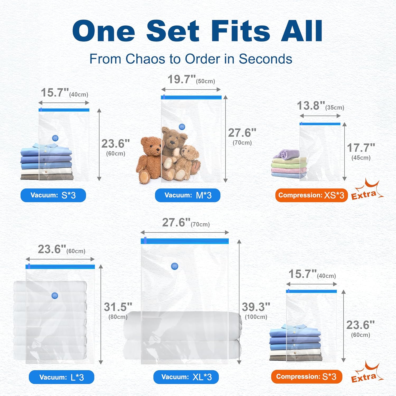 HOUSE DAY 18 Pack Vacuum Storage Bags with Electric Pump, Valve, Space Saver Vacuum Seal Bags for