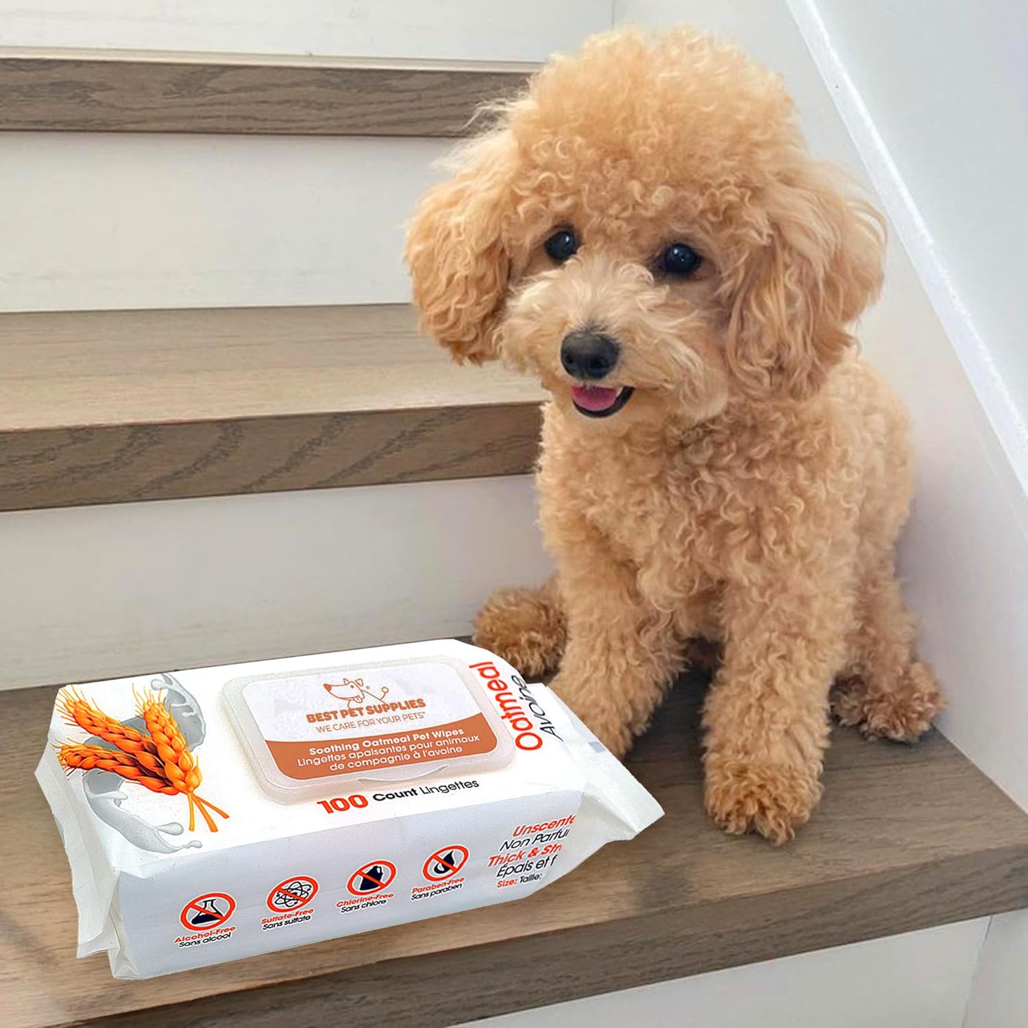 Best Pet Supplies Pet Grooming Wipes for Dogs & Cats,Deodorizer for Coats & Dry, Itchy, or