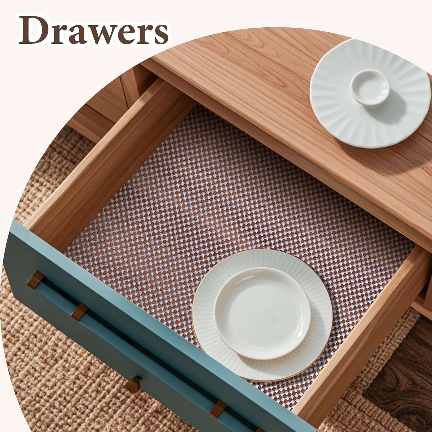 Shelf Liners for Kitchen Cabinets Non Adhesive Shelf Liner Paper Non-Slip Thickened Drawer Liner
