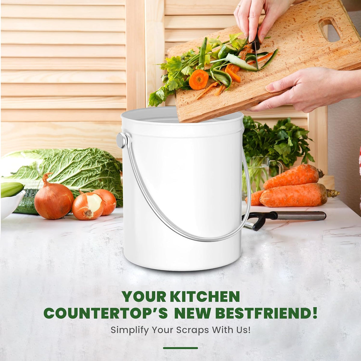 Utopia Kitchen Compost Bin for Kitchen Countertop, 1 Gallon Compost Bucket for Kitchen with Lid