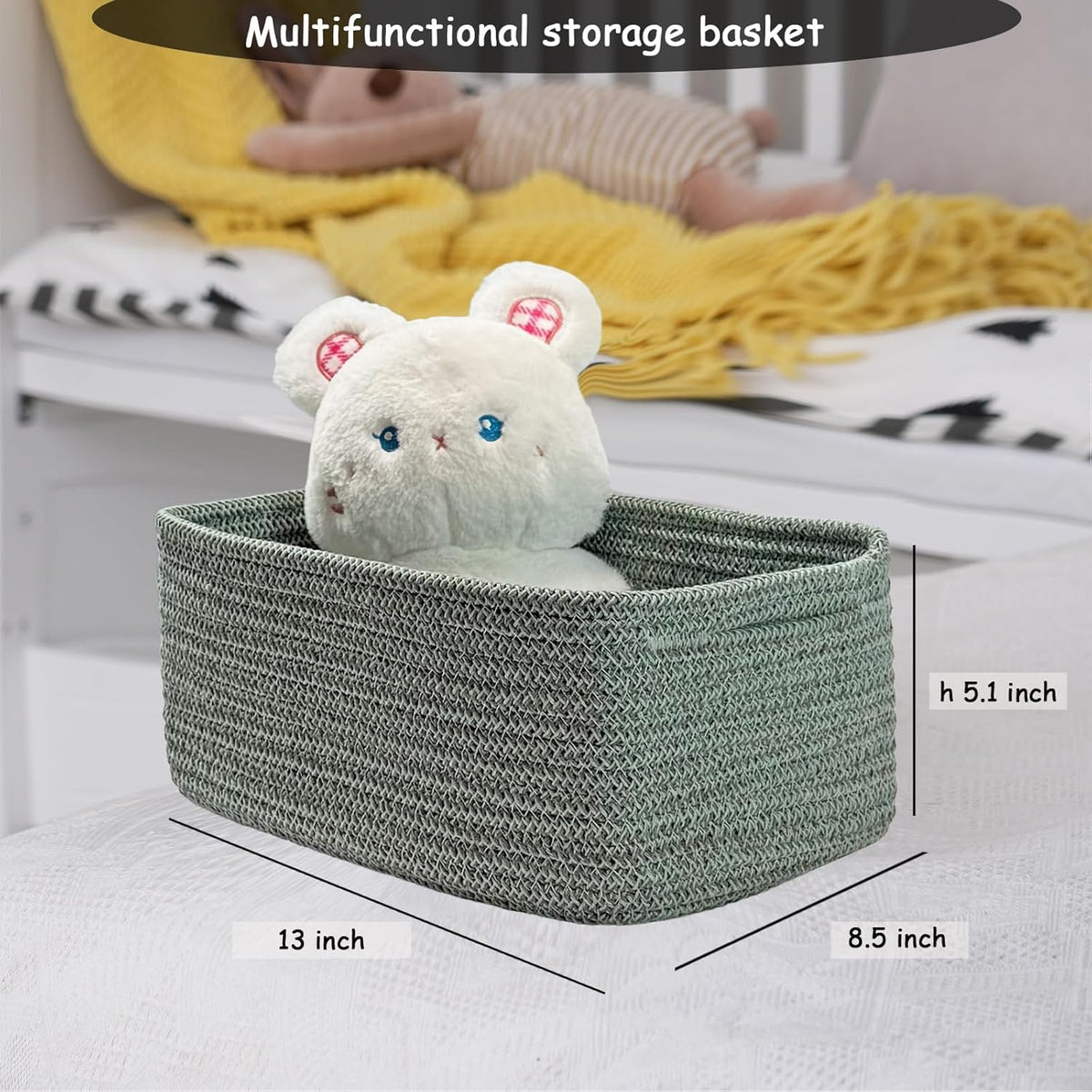 COMFY-HOMI 13" x 8.5" x 5.1"Storage Baskets for Organizing | Cotton Rope Woven Basket | Toy Storage