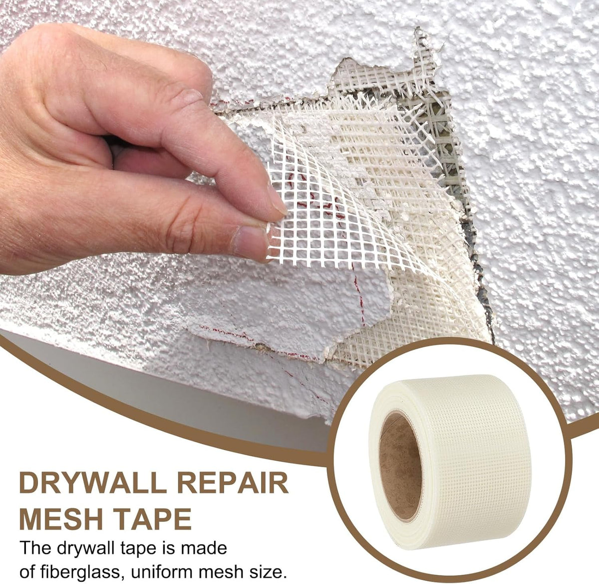 PATIKIL Drywall Repair Mesh Tape, 3 inch x 82 ft Fiberglass Repair Patch Self-Adhesive Dry Wall