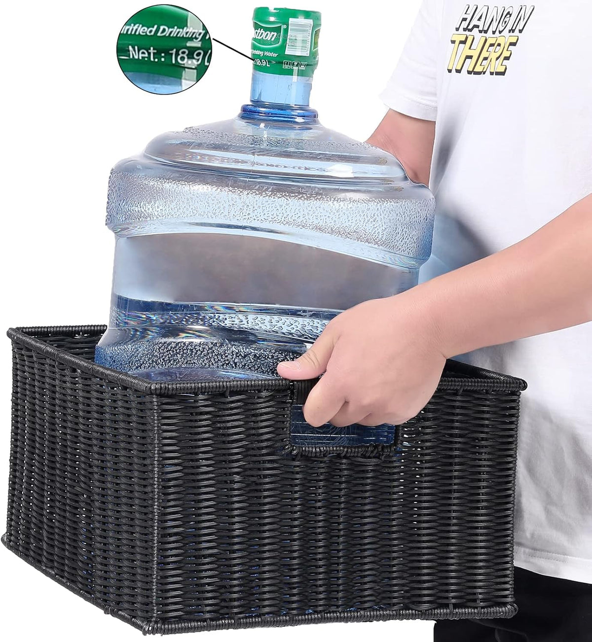 HOONEX Large Wicker Baskets for Storage, Plastic Baskets for Organizing with Dual Handles, Woven