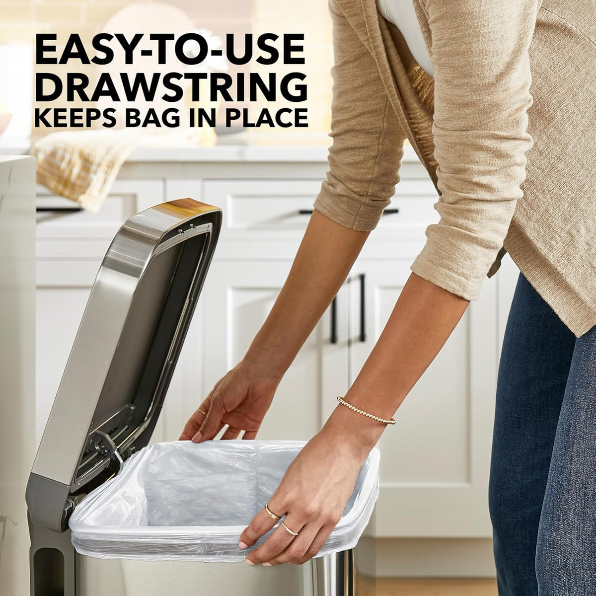 Glad Tall Kitchen Drawstring Trash Bags - Odorshield 13 Gallon White Trash Bag, Febreze Fresh