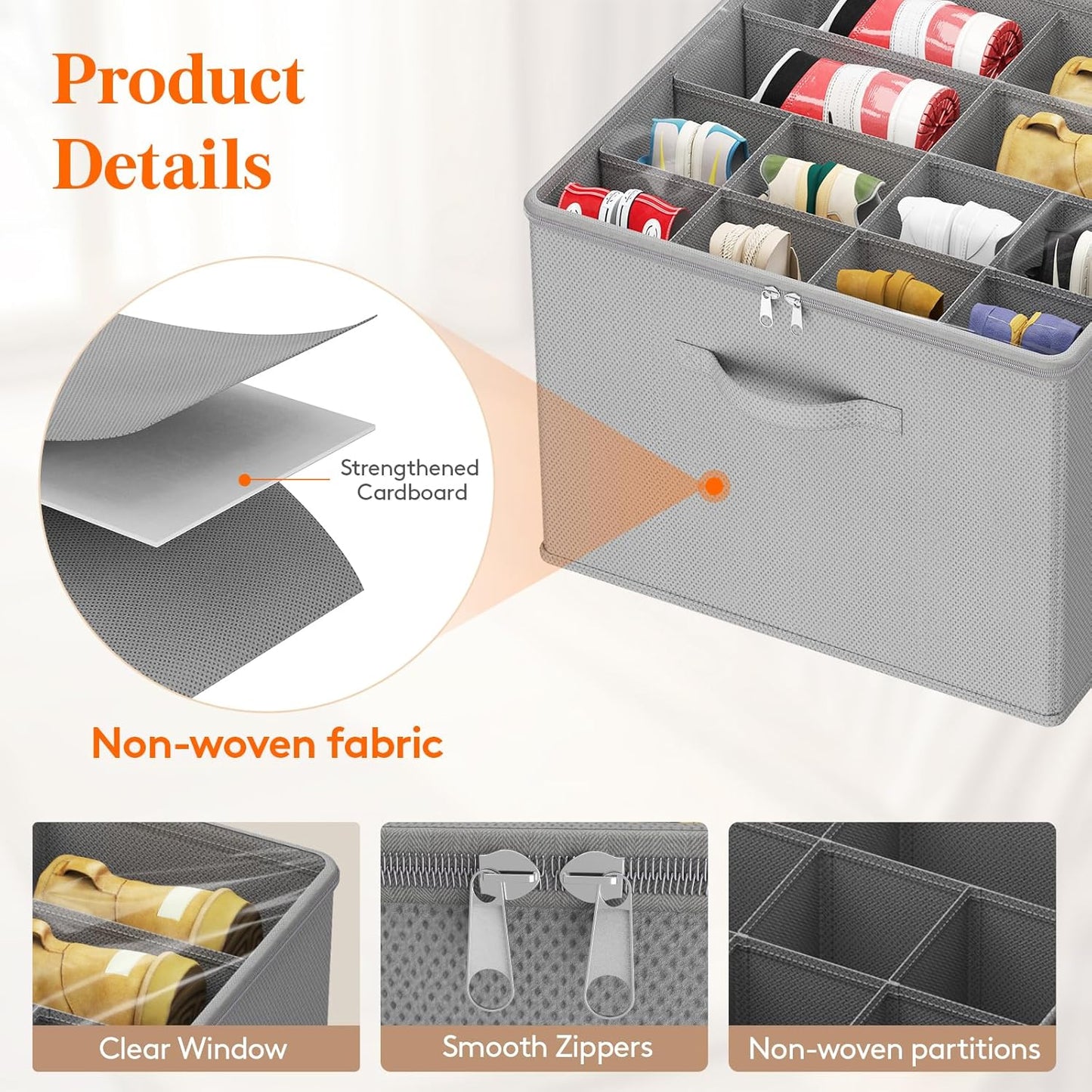 Lifewit Shoe Storage Organizer for Closet Fits 12-16 Pairs, Fabric Large Shoe Box Storage