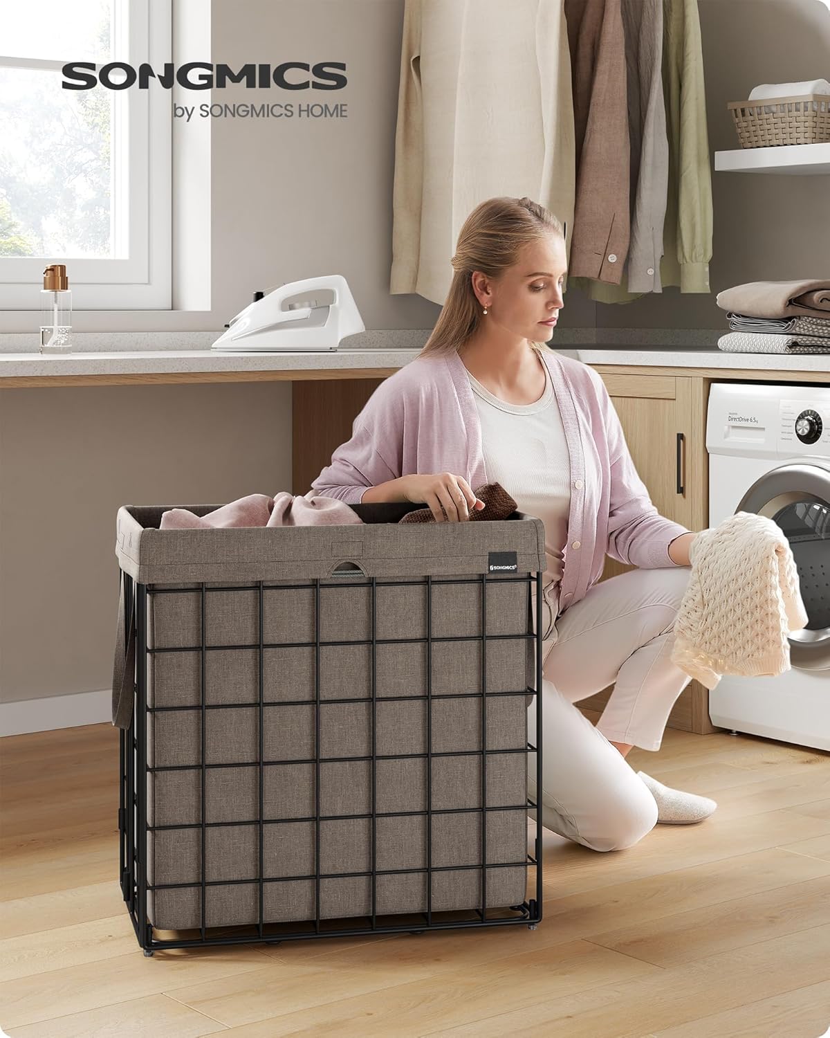 SONGMICS Laundry Hamper, 29 Gal. (110L) Laundry Basket, Collapsible Clothes Hamper, Removable and