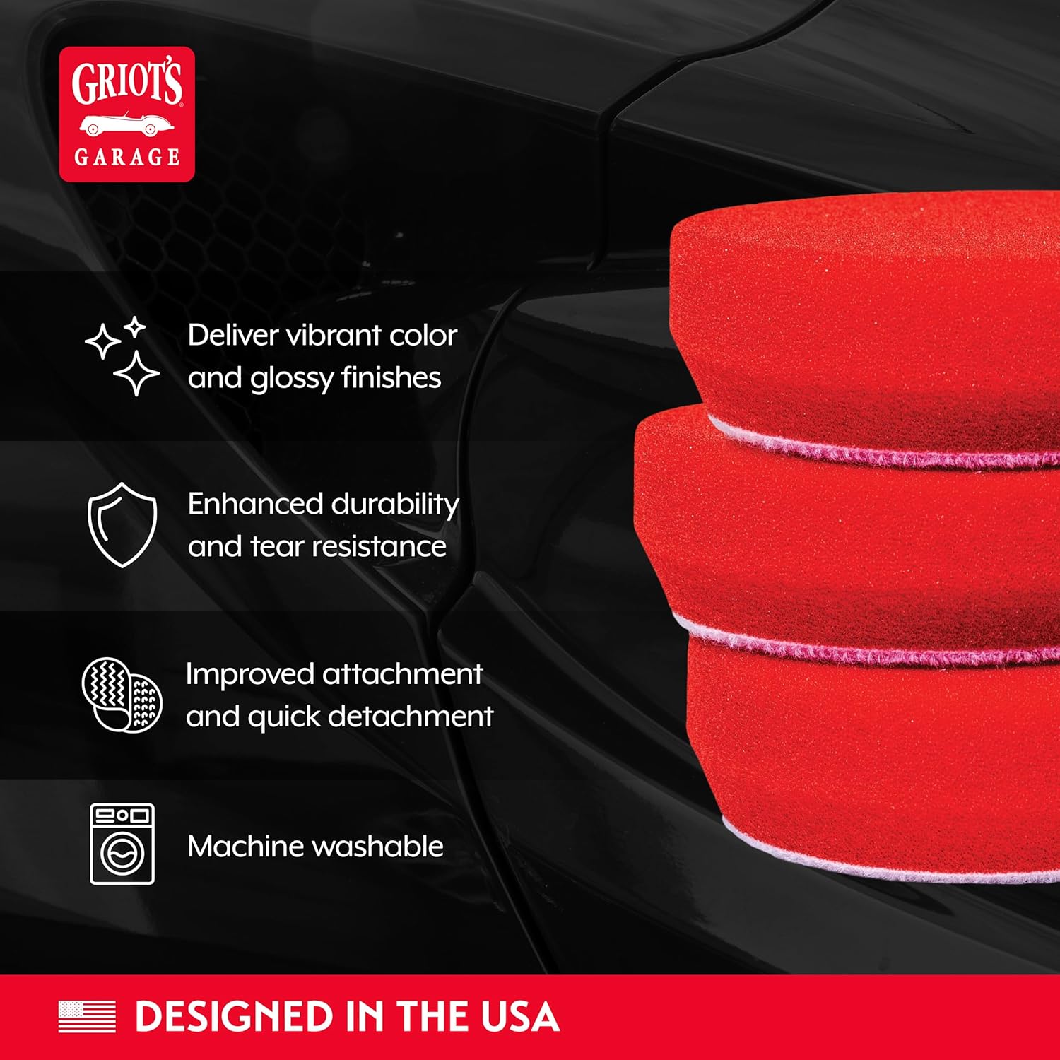 Griot's Garage 3” Red Foam Waxing Pads for Car Detailing, Polishing and Buffing Pads for Use with