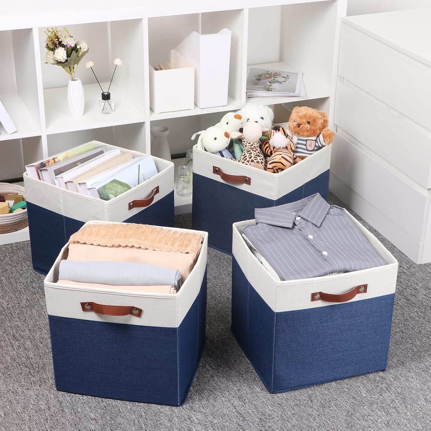 Temary Fabric Storage Bins for Cube Organizer 4 Pack Cube Storage Bins 13 Storage Cubes for Shelves