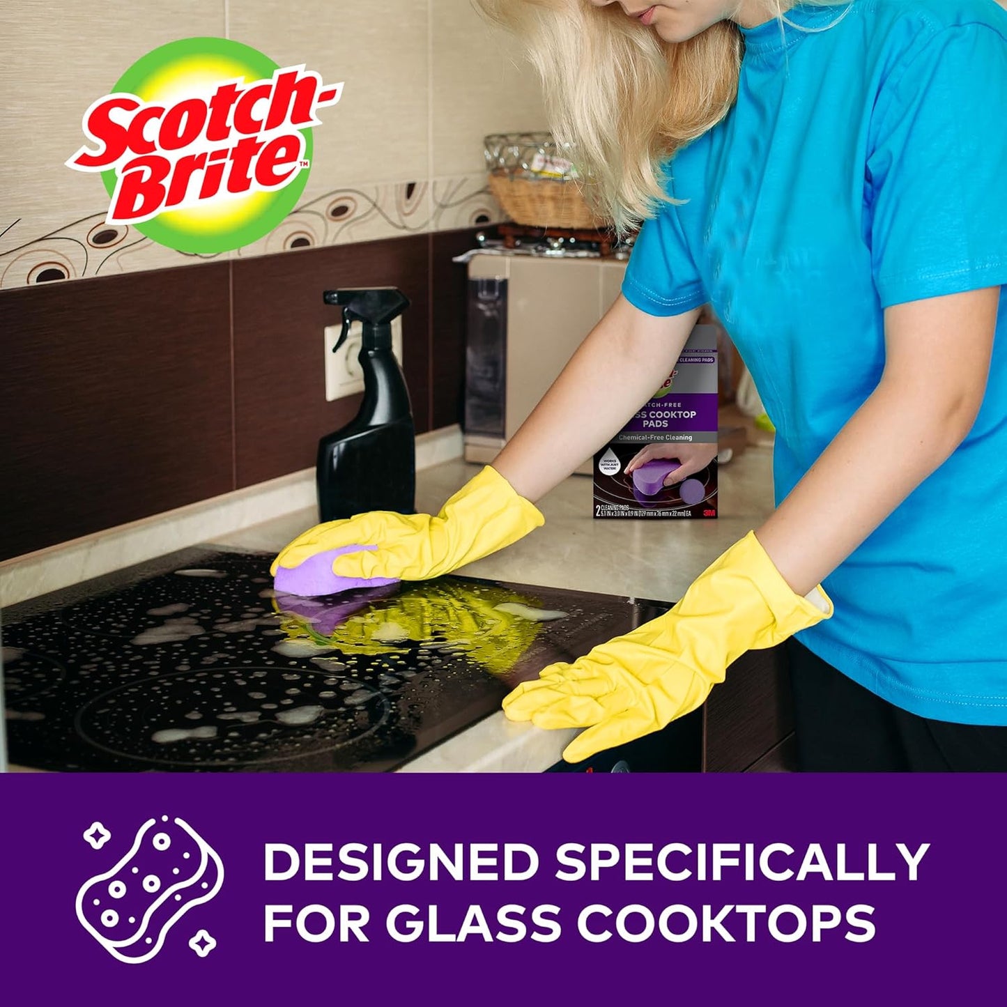 Scotch-Brite Glass Cooktop Pads, Scratch-Free & Non-Abrasive Scrubbers for Glass or Ceramic