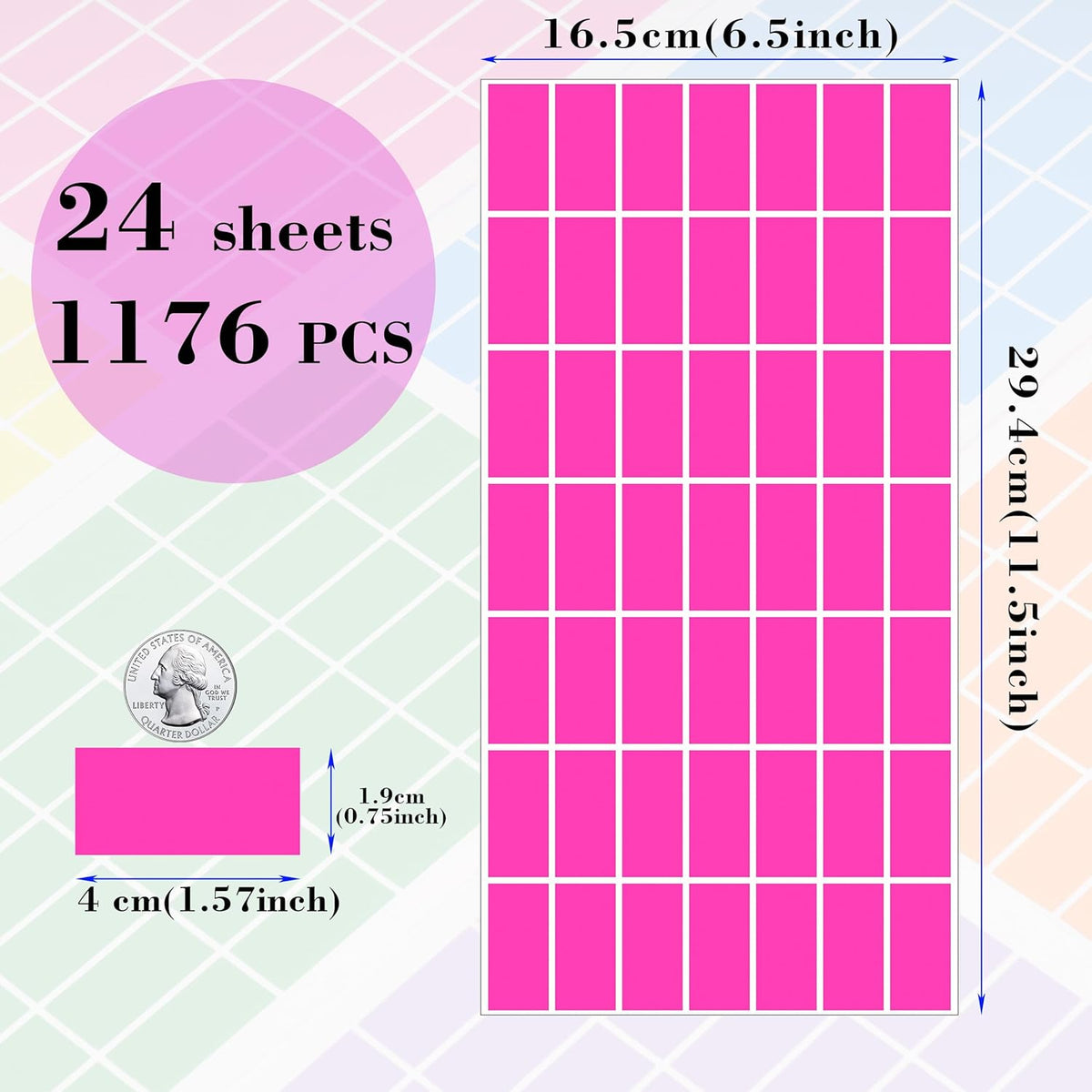 YSHIHE Colored Label Stickers,Rectangular Color Coding Stickers 1.57 x 0.75 Inch (40mm x 19mm),12