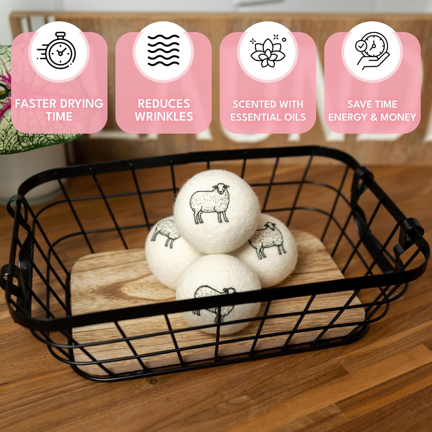 Lavender Scented Wool Dryer Balls – 4 XL Pack – Natural Fabric Softener, Reusable, Reduces Static