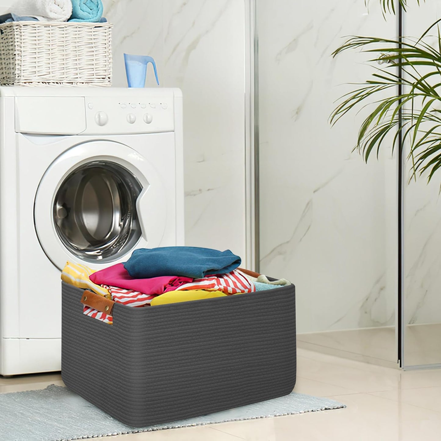 Large Collapsible Laundry Basket, Clothes Hamper for Blanket, Toy, Towels, Woven Baskets for