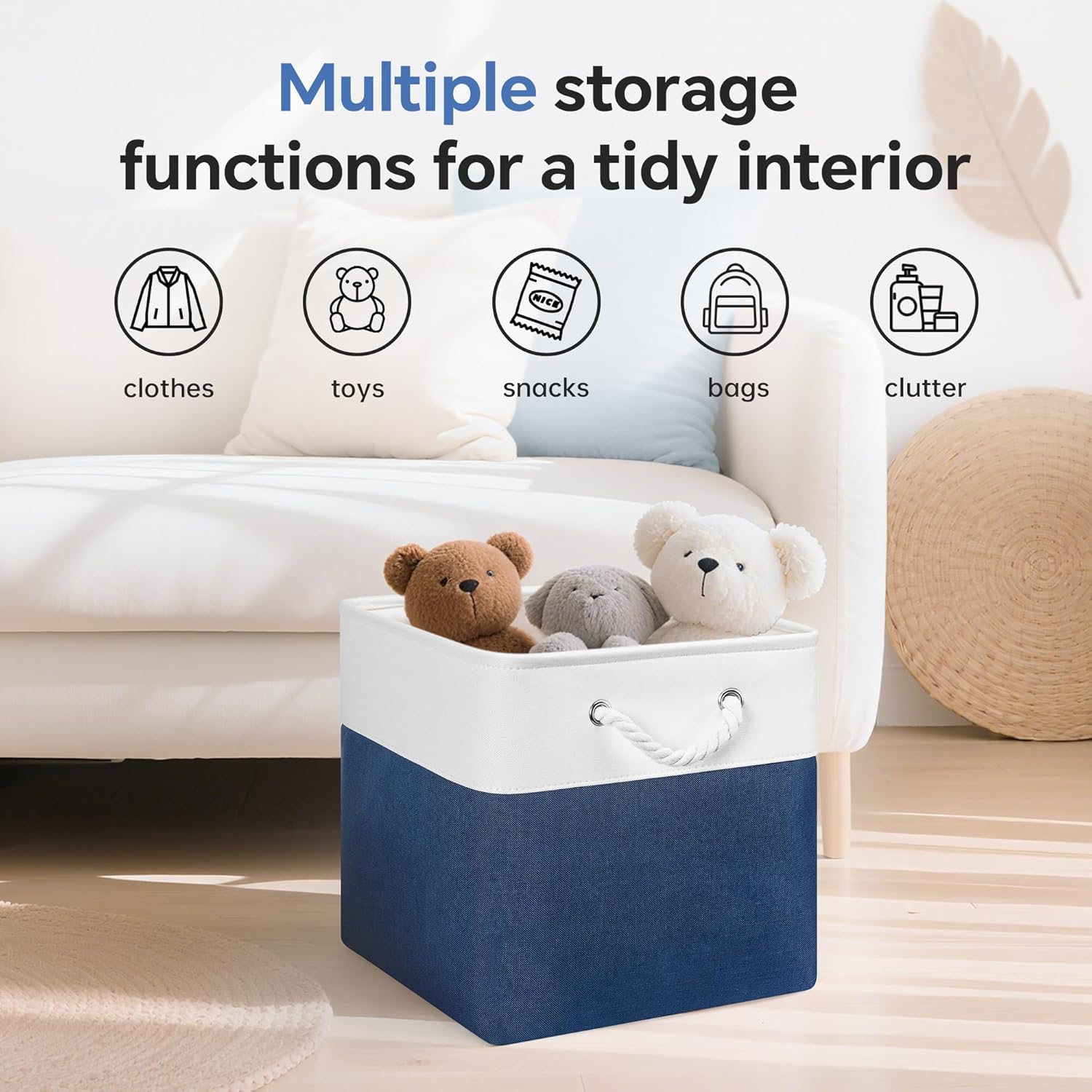 13x13 Inch Cube Storage Bins with Reinforced Bottom Cardboard, 6 Pack Large Collapsible Fabric