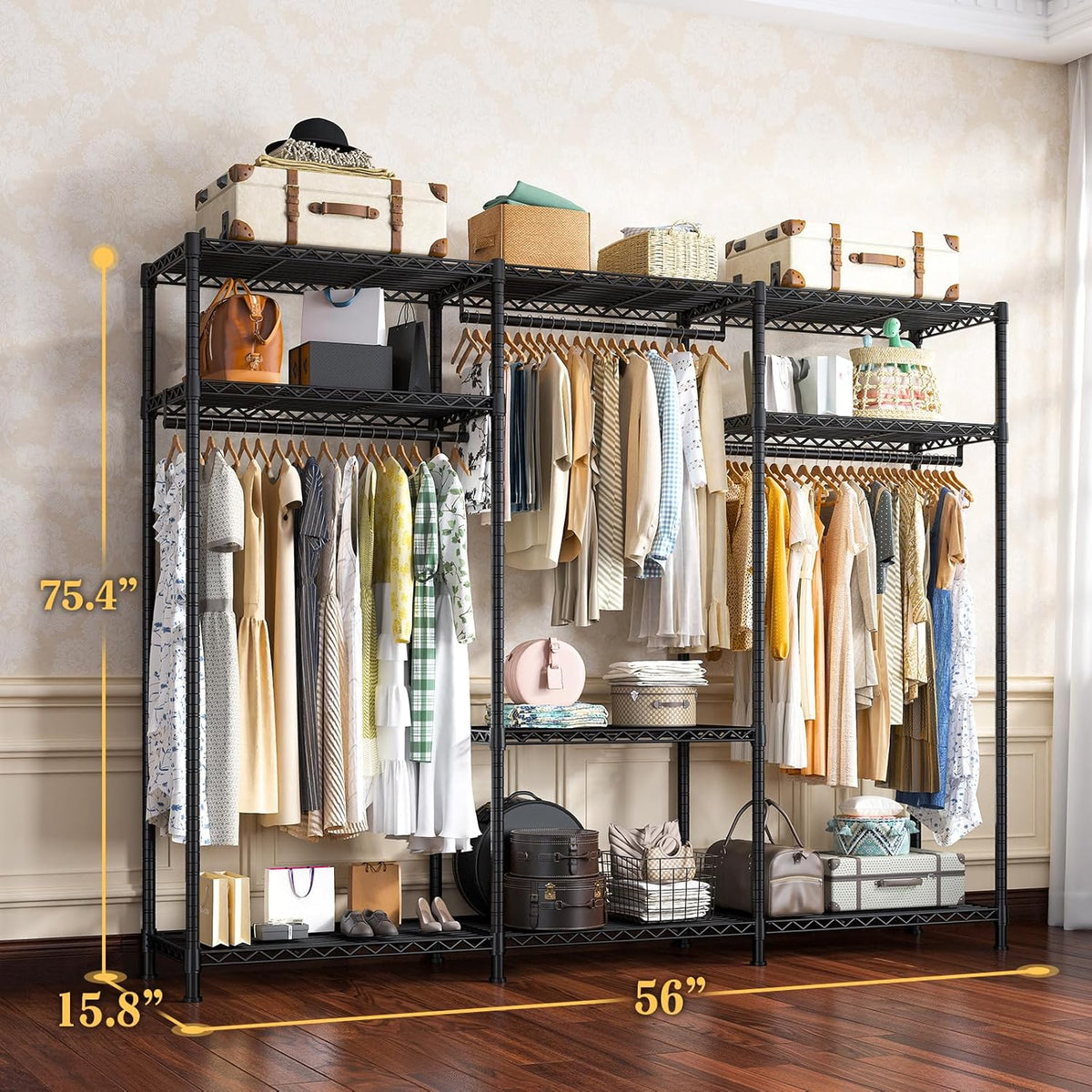 Raybee Clothes Rack Heavy Duty Load 795LBS Portable Clothing Racks for Hanging Clothes Adjustable