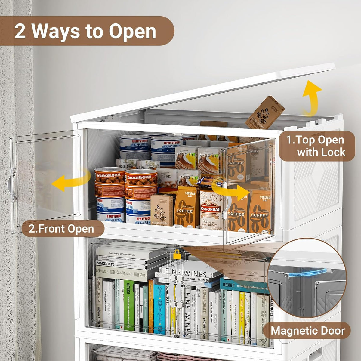BROVIEW 300QT Extra Large Stackable Storage Bins, 75Gal Clear Plastic Closet Organizer Cabinet with