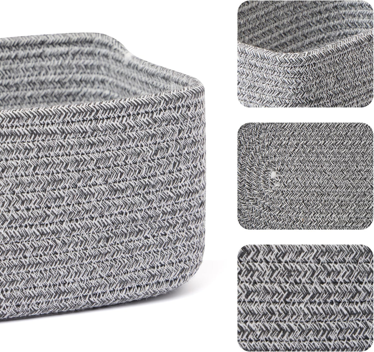 Small Storage Baskets for Organizing | Closet Organizer Bins | Shelf Toy Basket | Woven Rope