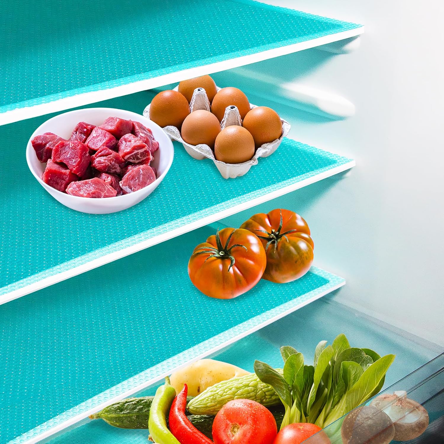 10Pcs Refrigerator Liners, Washable Fridge Liner Shelf Mats Refrigerator Pads for Cupboard Cabinet