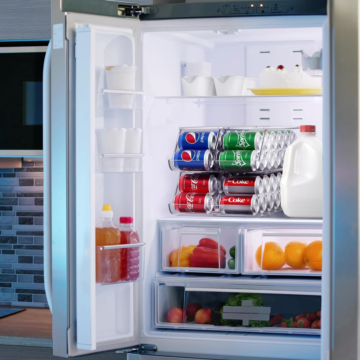 Sorbus Soda Can Organizer for Refrigerator – Stackable Can Dispenser with Lid for Fridge, Pantry
