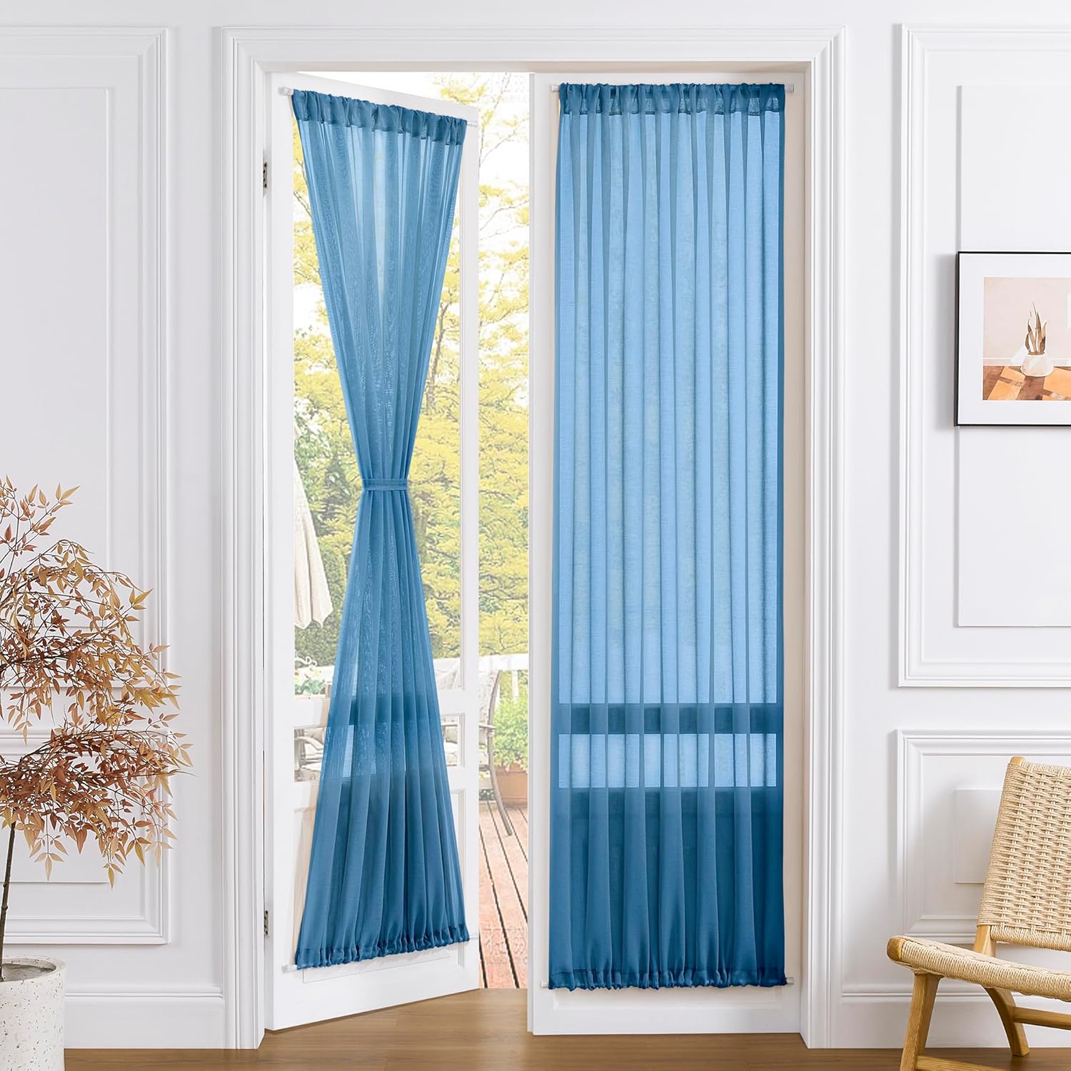 Tollpiz Sheer Door Curtain Closet Linen Textured Curtain Sheers Doorway Light Filtering Voile