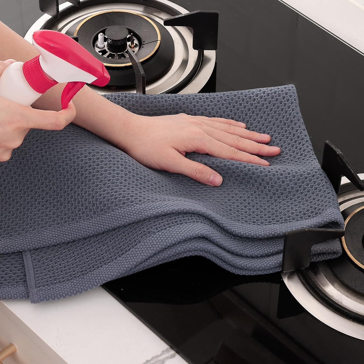 Homaxy 100% Cotton Oversized Waffle Weave Kitchen Dish Towels, Ultra Soft Absorbent Quick Drying