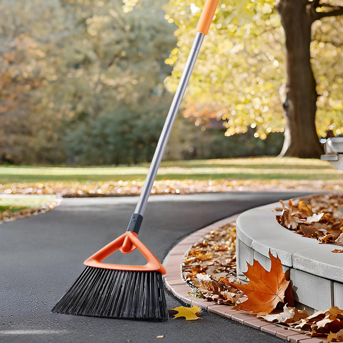 Outdoor Brooms for Sweeping Patio, Commercial Grade Heavy Duty Broom with Stiff Bristle for