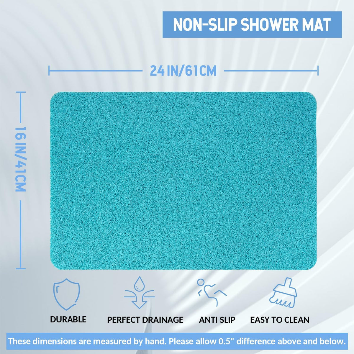 Non-Slip Bathtub Mat, Anti Slip Shower Mat, Fast Drying Bathtub Mats, Foot Scrubber Mat, Anti Slip