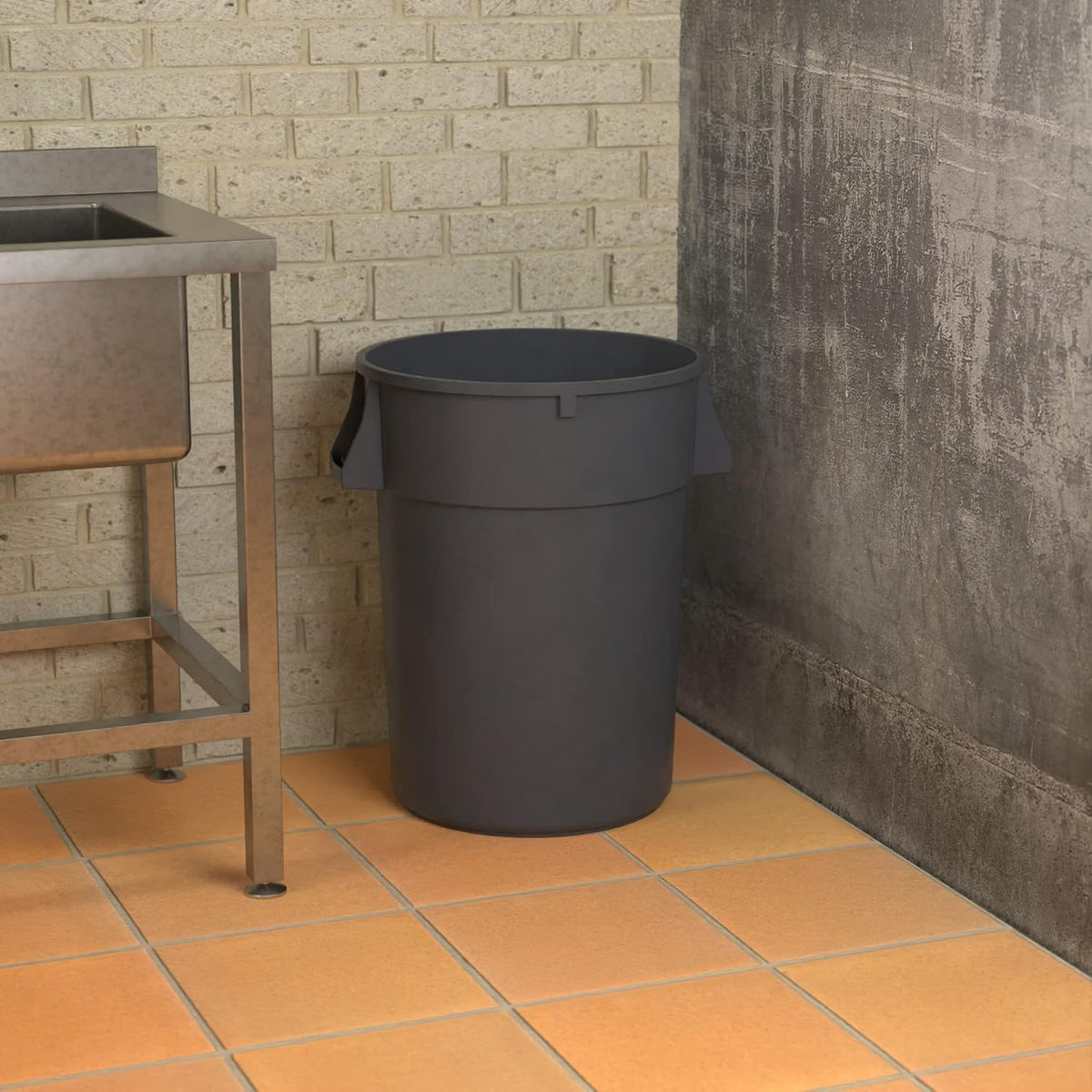 44 Gallon Gray Round Commercial Trash Can