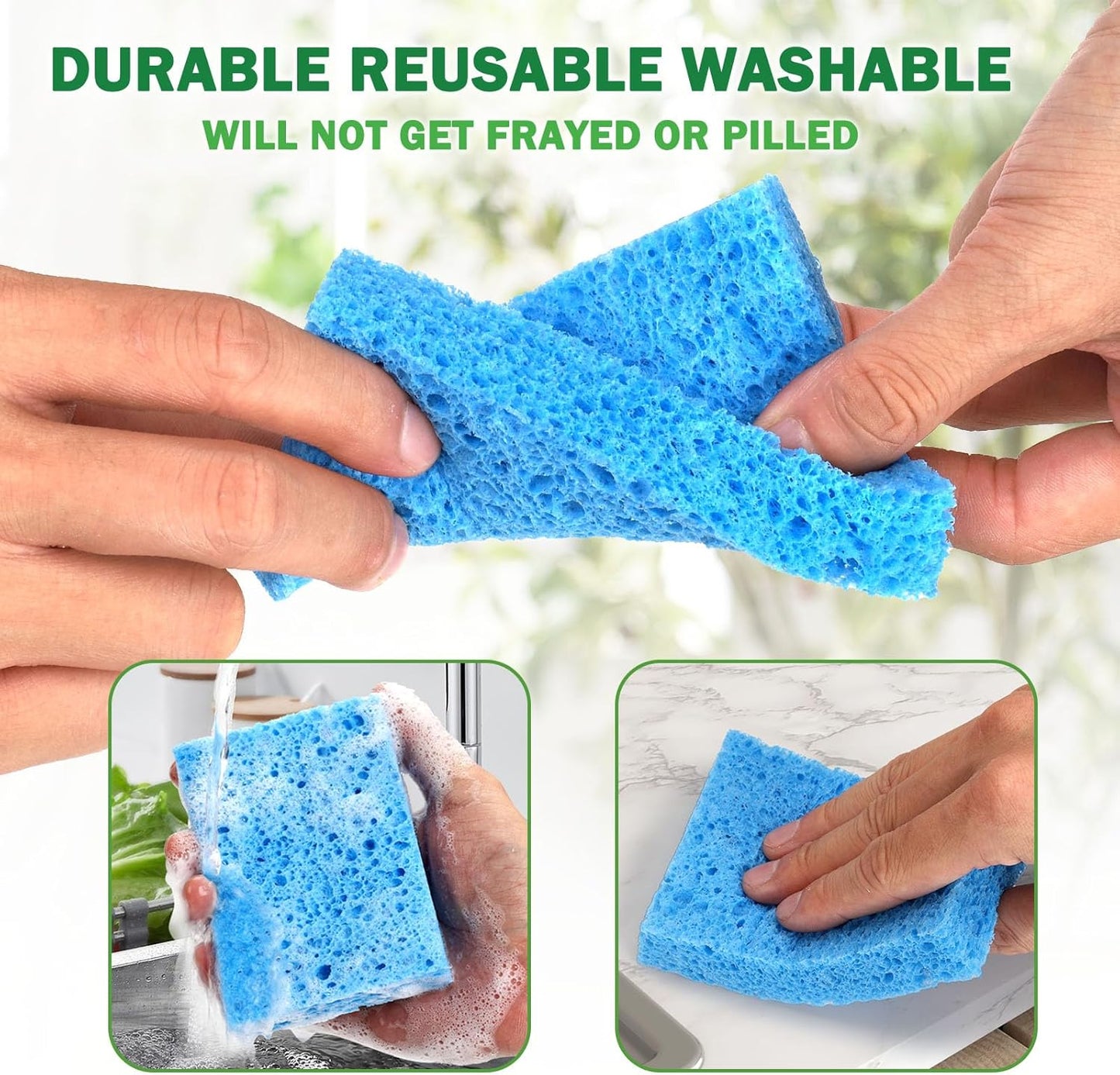 12 Counts Multipurpose Kitchen Sponges Pack Compostable Biodegradable Compressed Cellulose Sponges