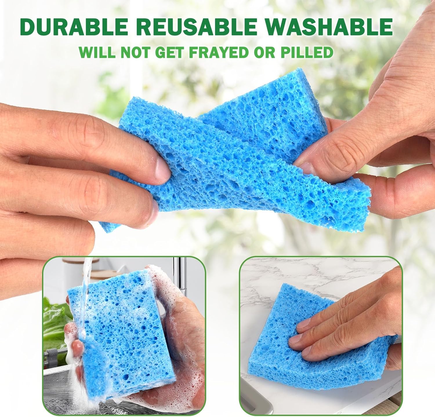12 Counts Multipurpose Kitchen Sponges Pack Compostable Biodegradable Compressed Cellulose Sponges