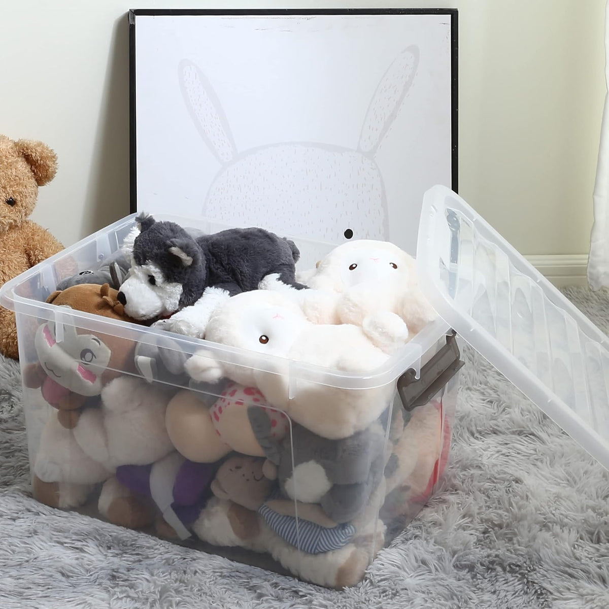 Citylife 6 Packs 44.4 QT Plastic Storage Bins with Lids Large Stackable Storage Containers for