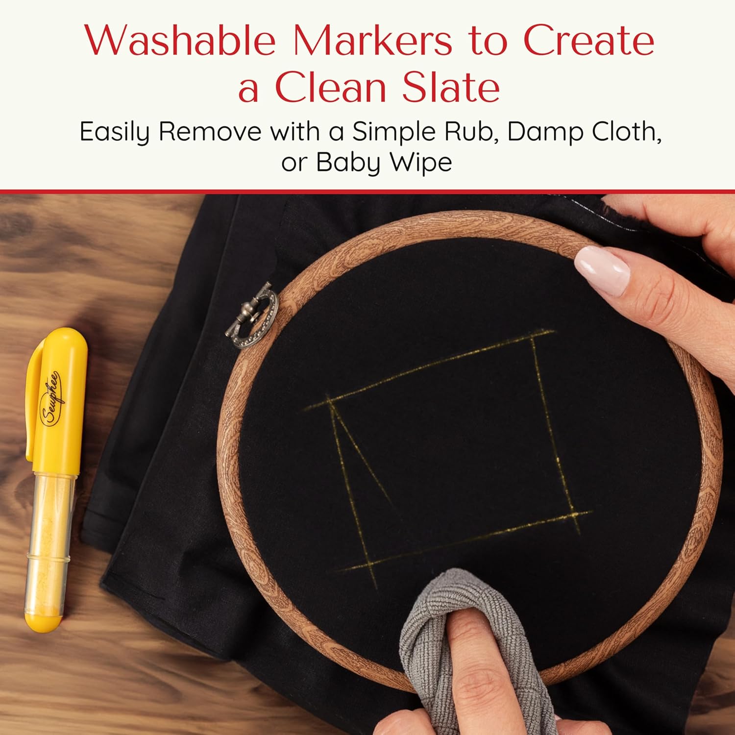 Fabric Markers for Sewing ??Ergonomic Tailors Chalk Pen with Improved Dosing Wheel for Sharp Lines