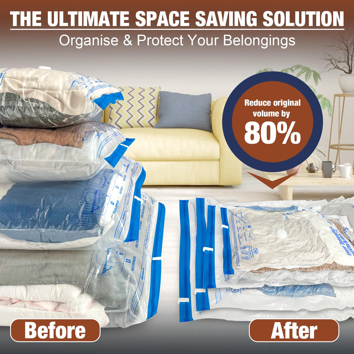 12 Jumbo Vacuum Storage Bags for Bedding, Vacuum Seal Bags for Clothing