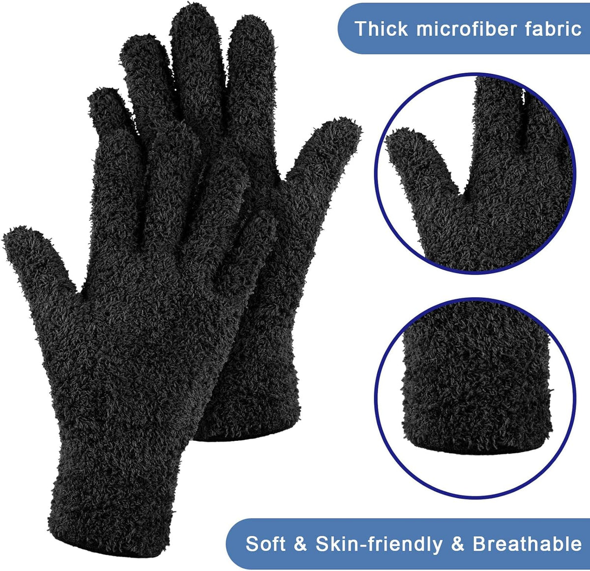 Bencailor 6 Pairs Microfiber Dusting Gloves, Dusting Cleaning Gloves Microfiber Gloves for Plants