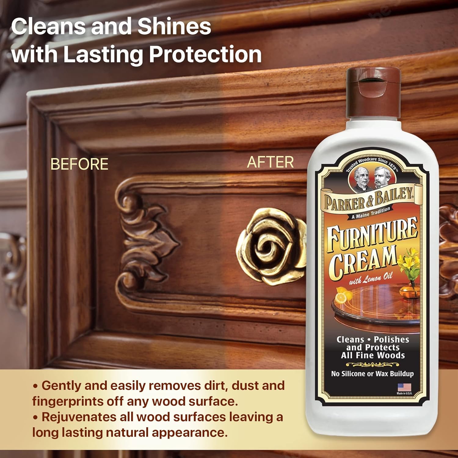 Parker & Bailey Furniture Cream - Multisurface Wood Cleaner and Polish Furniture Quick Shine