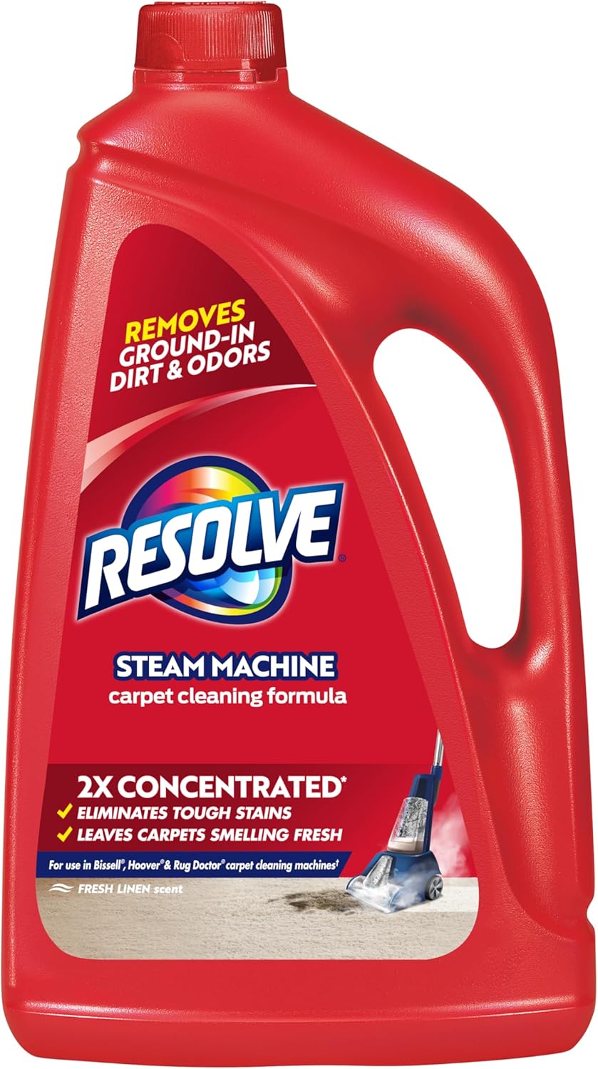 Resolve Steam Carpet Cleaner Solution Shampoo, 60 fl oz, 2X Concentrate, Safe for Bissell, Hoover &