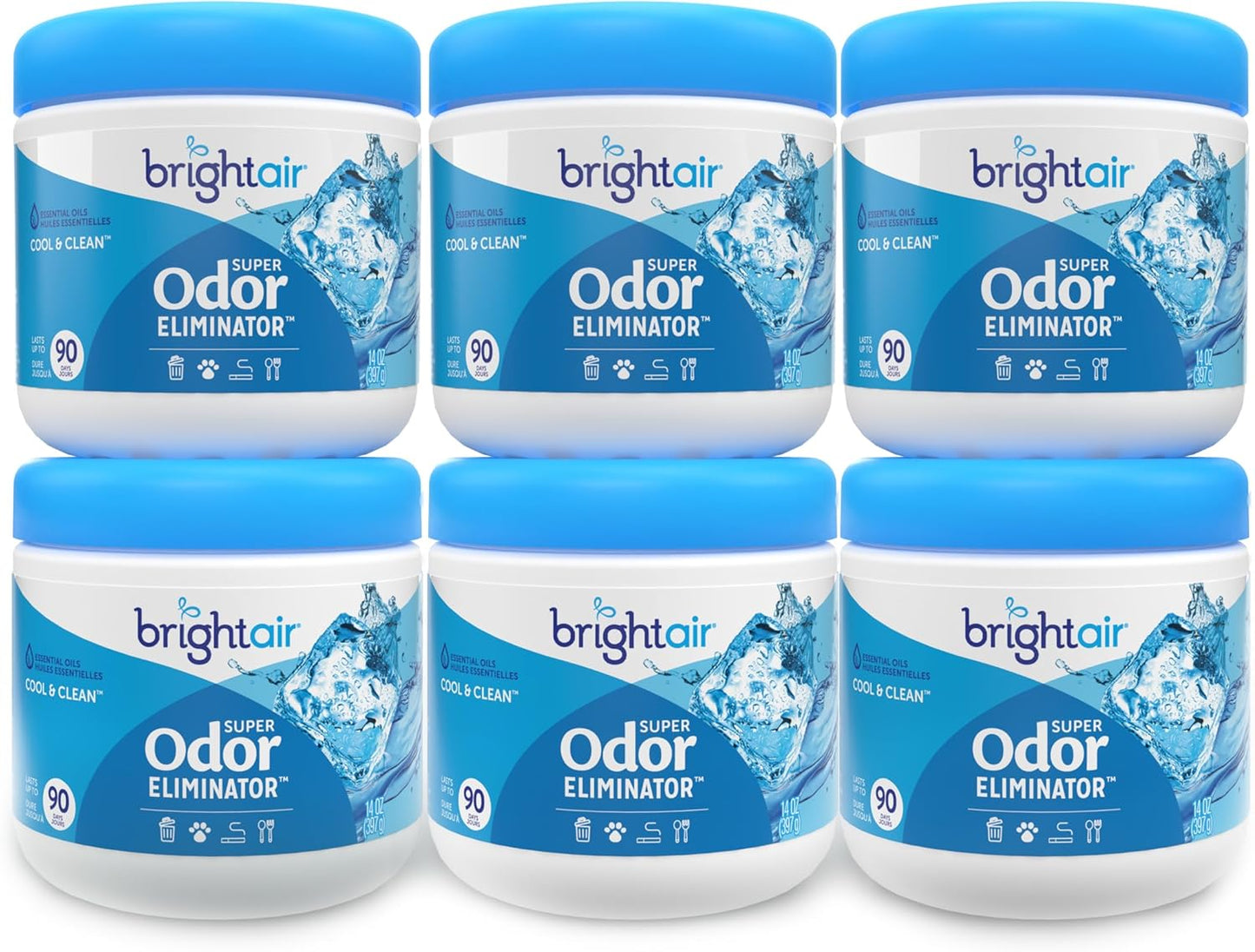 Bright Air 14 oz. Super Odor Eliminator, For Medium-Size Spaces, Cool & Clean Scent, Case of 6,Air