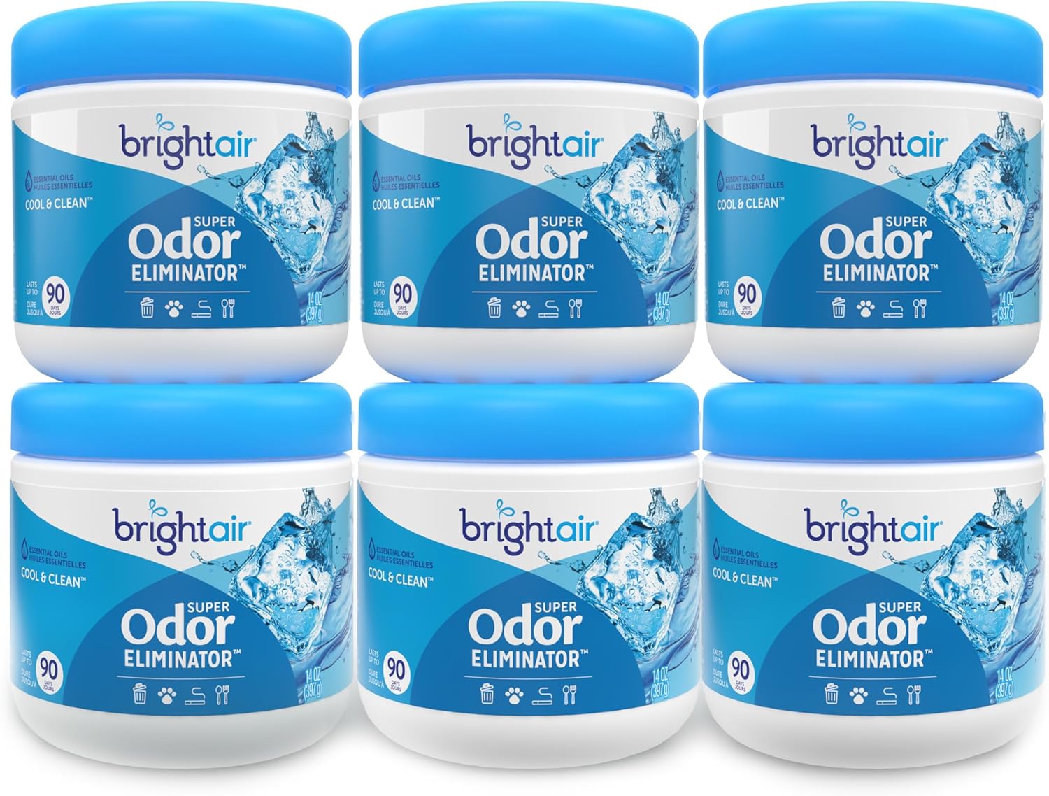 Bright Air 14 oz. Super Odor Eliminator, For Medium-Size Spaces, Cool & Clean Scent, Case of 6,Air