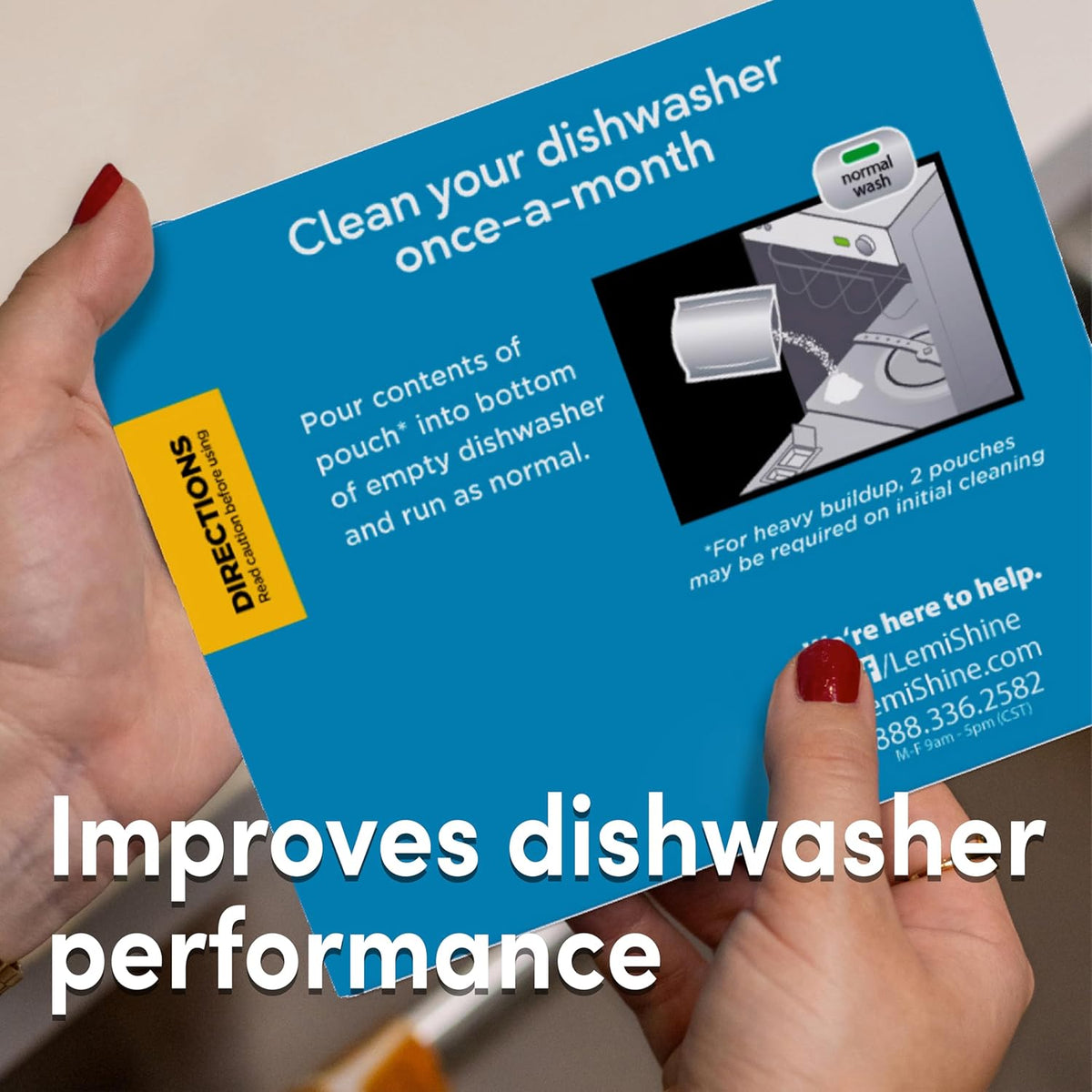 Lemi Shine Natural Dishwasher Cleaner - Hard Water Citric Acid Cleaning Powder - Lemon Scented