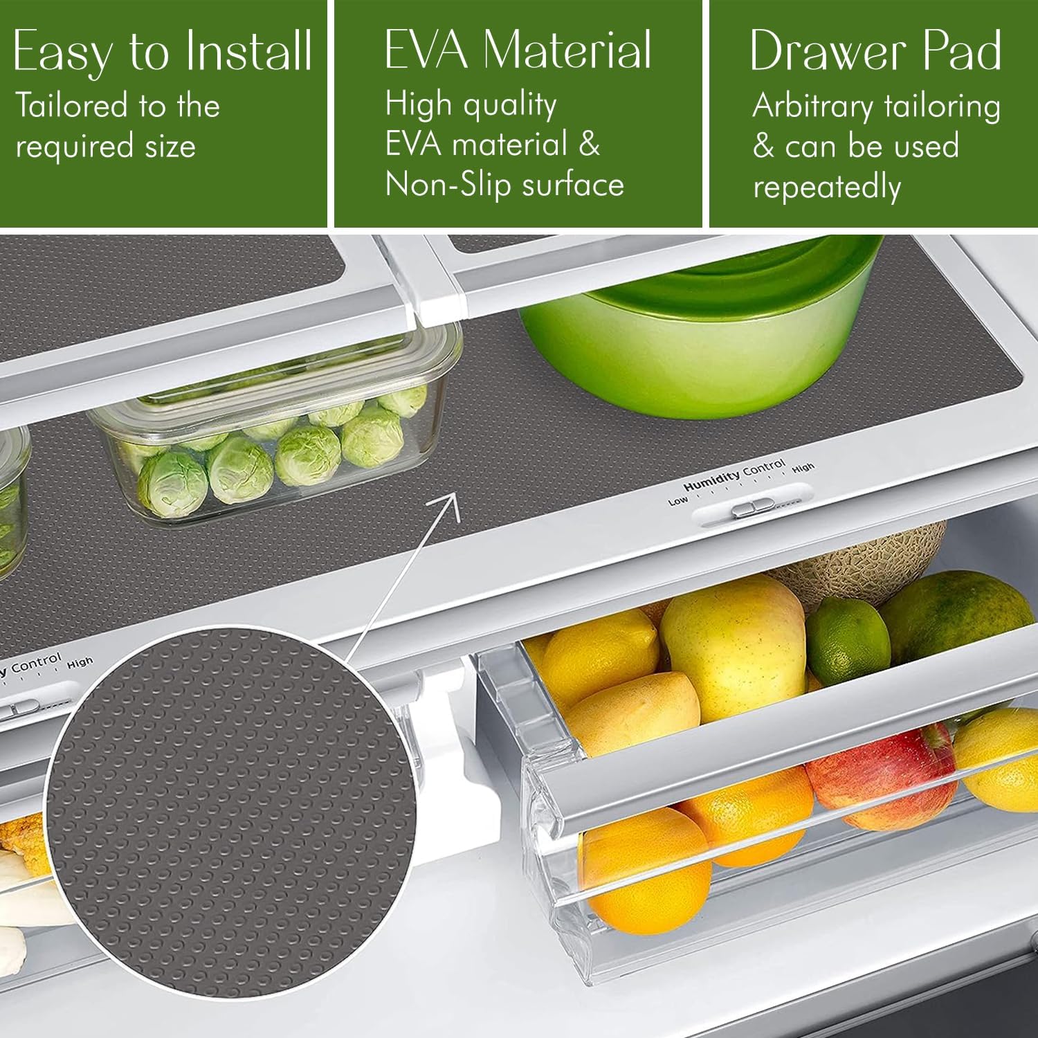 EVALAND 17.7" x 33 FT Non-Slip Shelf Liner, Non-Adhesive, BPA-Free, Waterproof Pantry Liner for