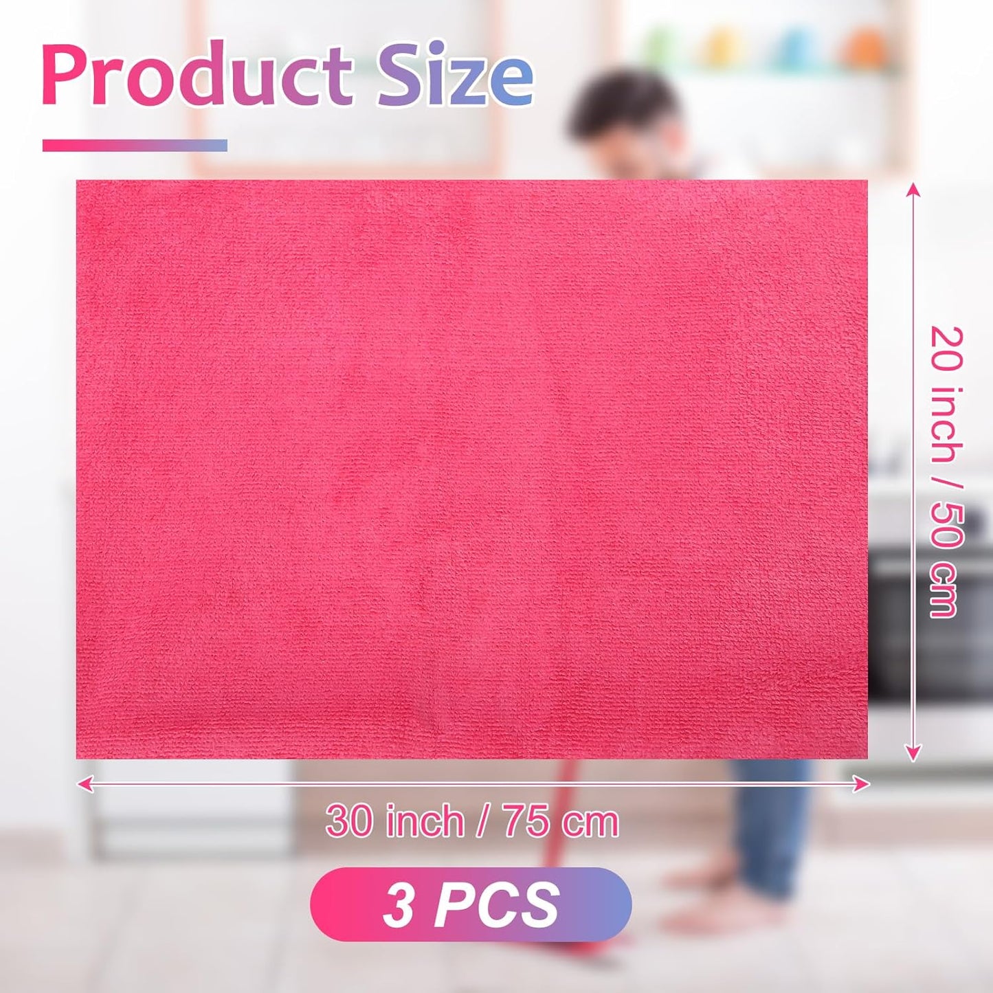 Newwiee 3 Pcs Extra Large Microfiber Cleaning Cloth 30" x 20" Washable Reusable Microfiber Towel