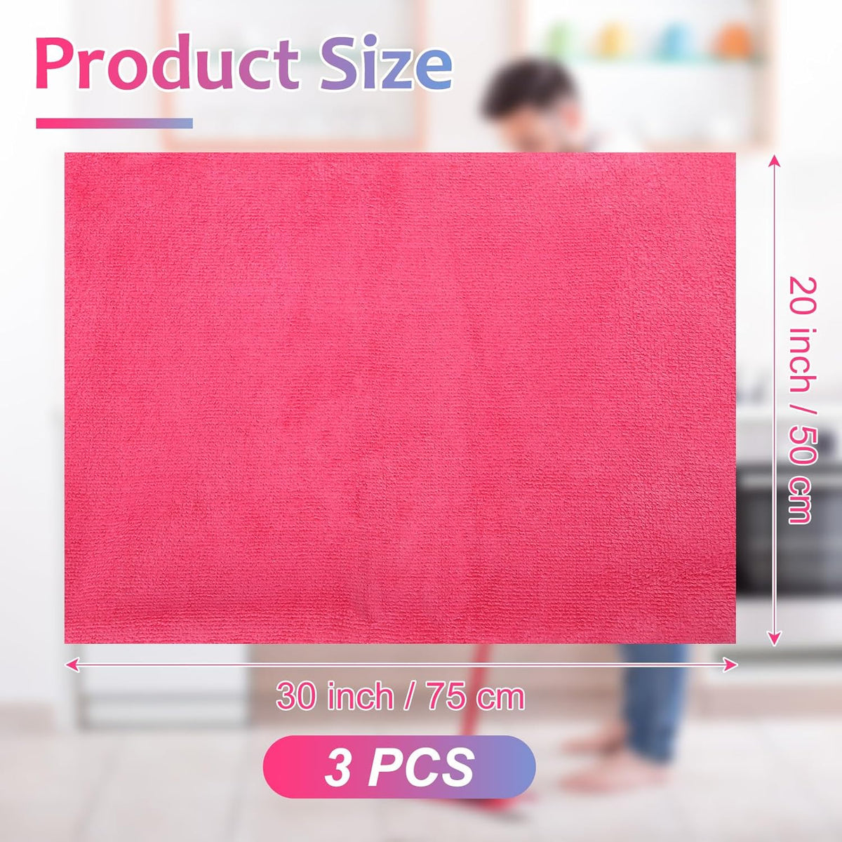 Newwiee 3 Pcs Extra Large Microfiber Cleaning Cloth 30" x 20" Washable Reusable Microfiber Towel