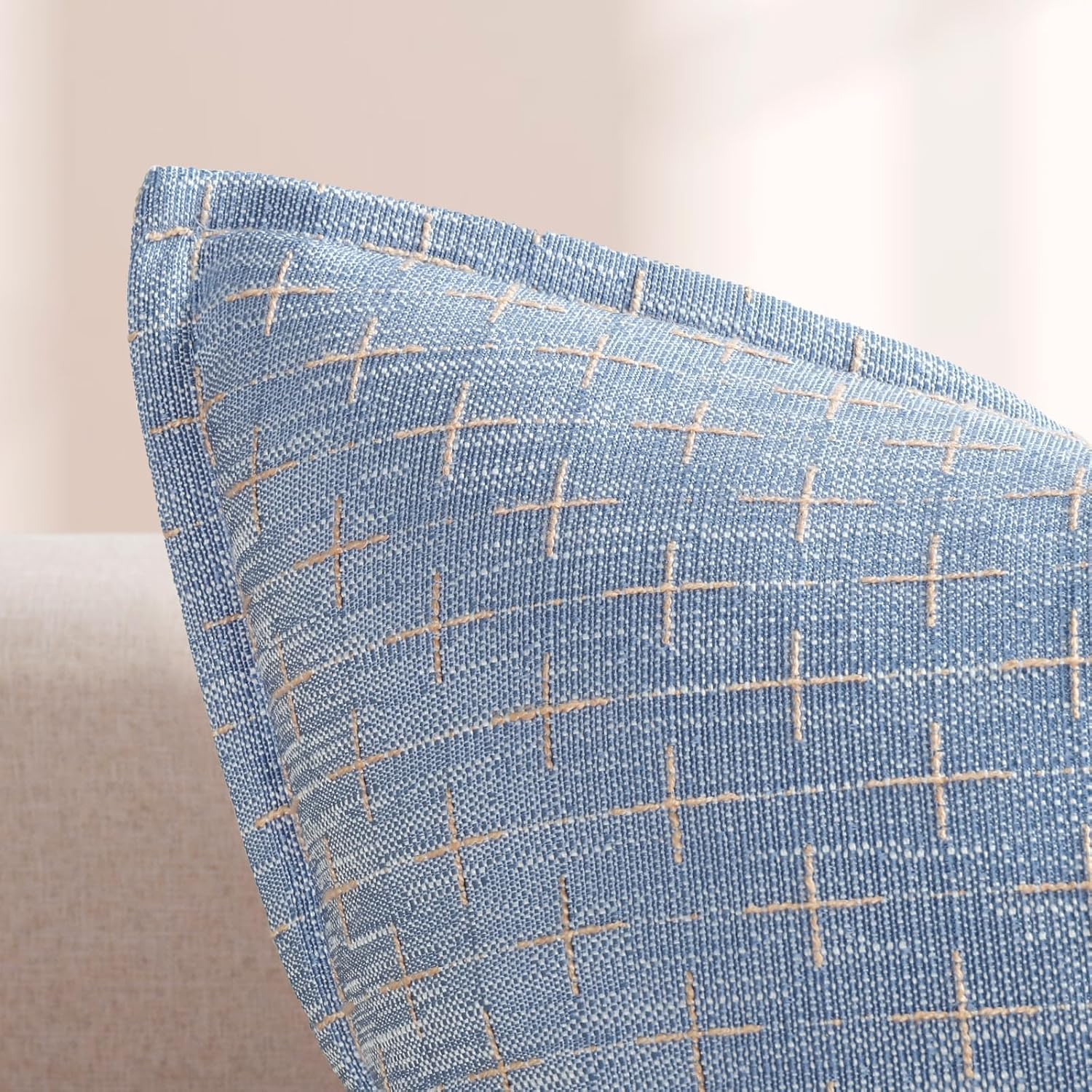 ZWJD 12x20 Pillow Covers Set of 2 Soft Polyester Textured Pillow Covers with Stylish Flange Edge
