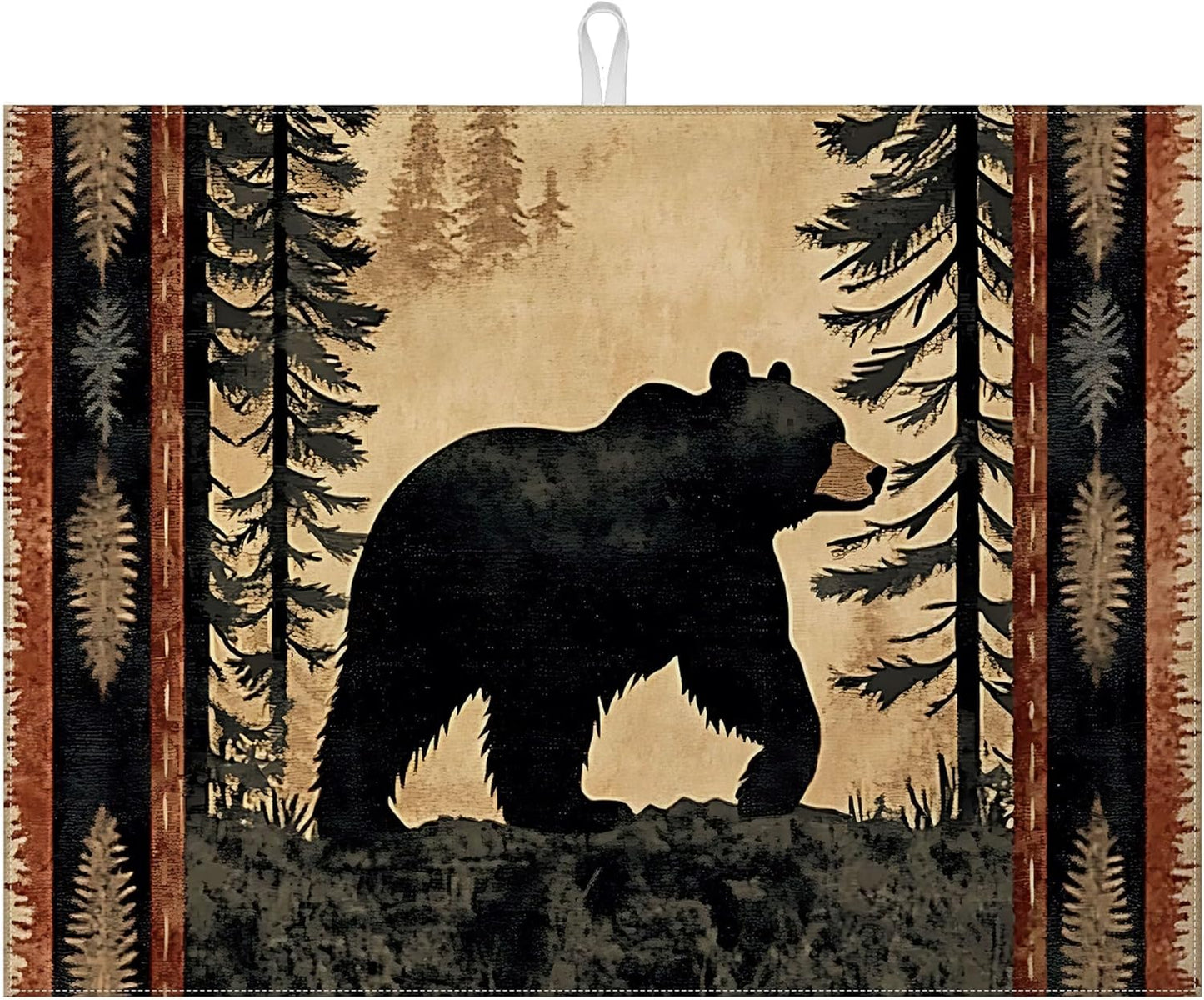 Forest Bear Dish Drying Mat for Kitchen Counter Microfiber Absorbent Dish Kitchen Drying Mat