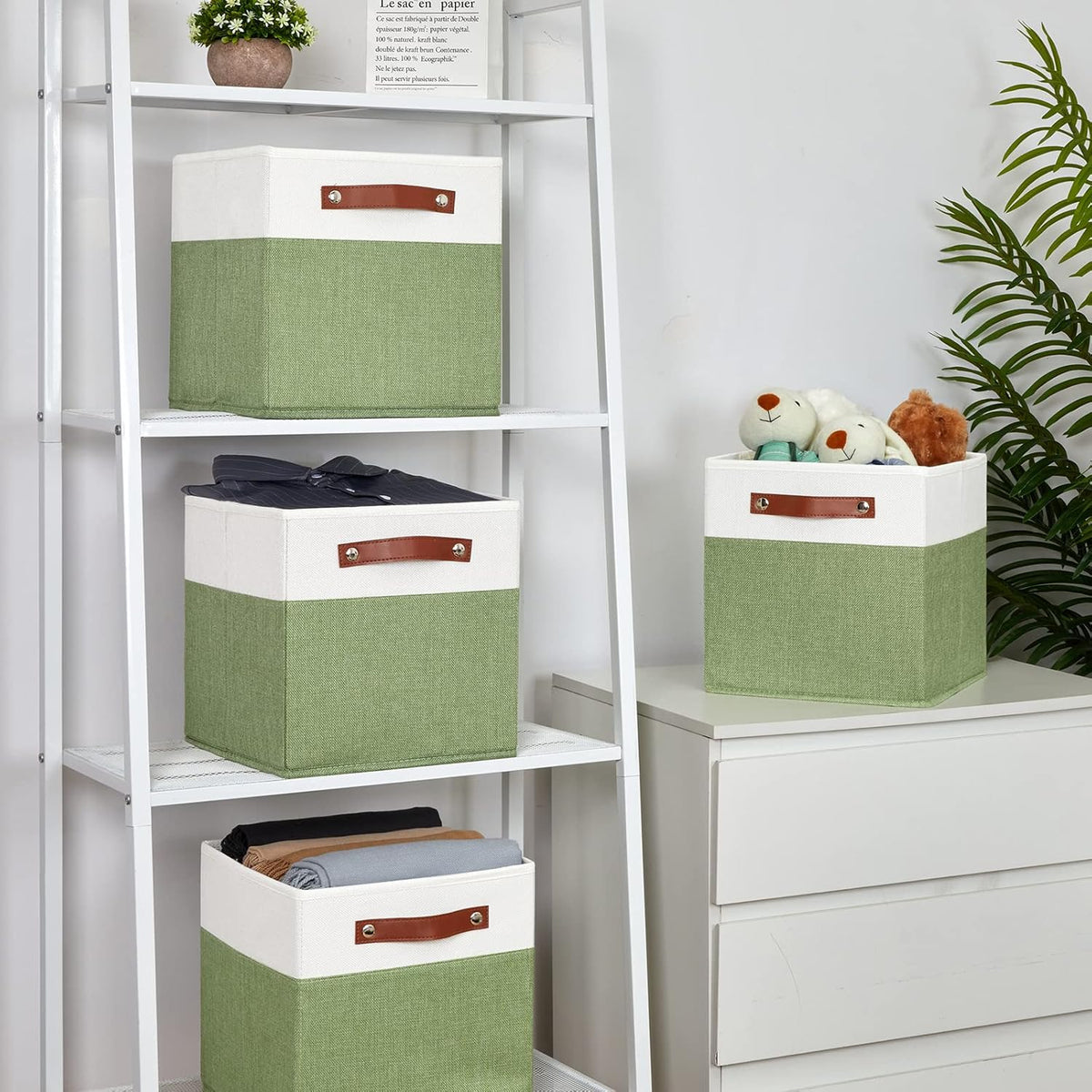 Temary Fabric Storage Bin 11x11 Cube Storage Bins for Home, 4 Pack Fabric Organizer Bins Cube