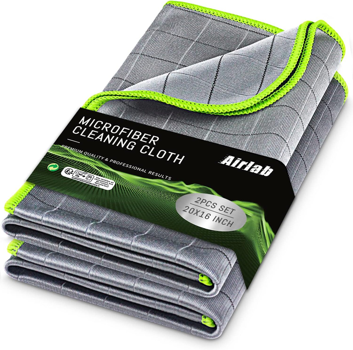 Airlab Carbon Microfiber Towels for Car Glass Window Polishing Cleaning Cloth Auto Detailing Lint