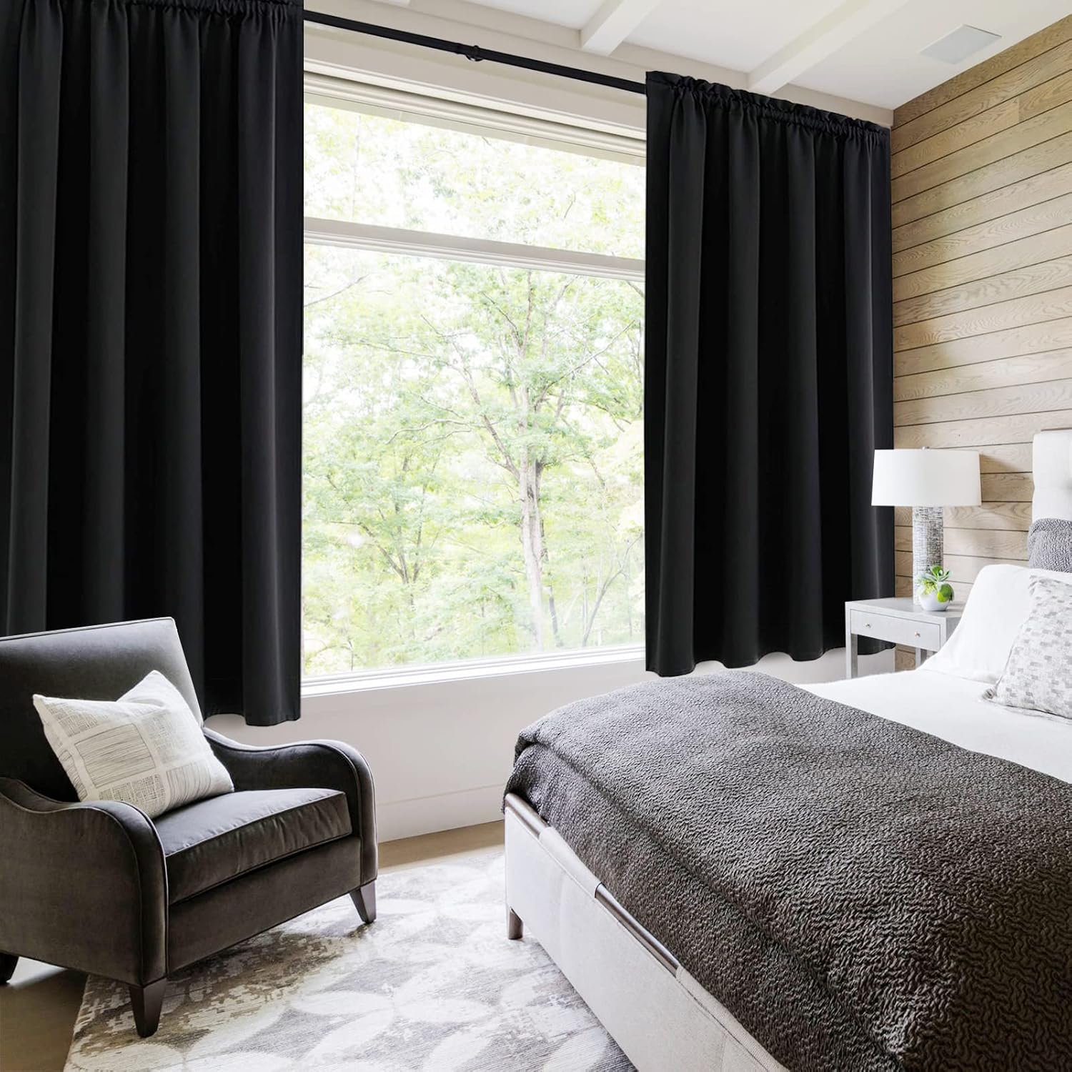 DWCN Blackout Curtains Room Darkening Thermal Insulated Bedroom Curtains Window Curtain Panels, 52