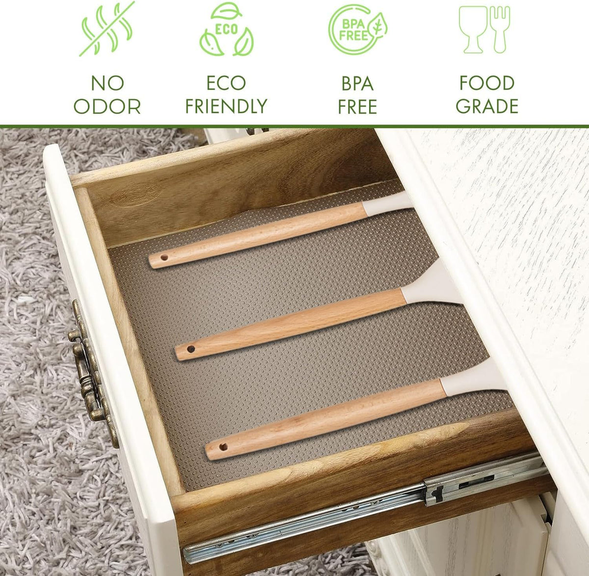 EVALAND 12" x 33 FT Non-Slip Shelf Liner, Non-Adhesive, BPA-Free, Waterproof Pantry Liner for