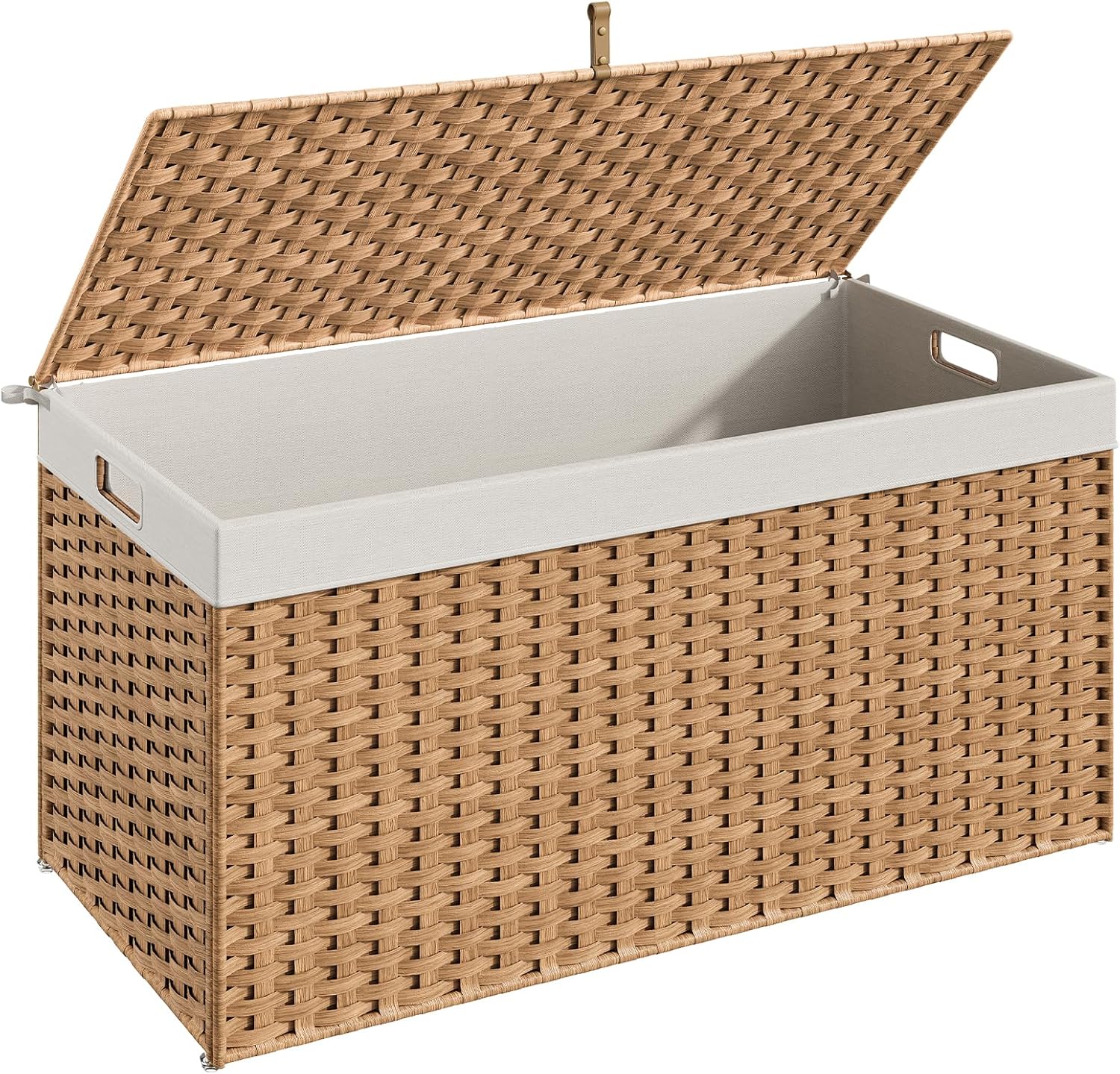 HOOBRO Storage Basket with Lid, 52.8 Gallon (200L) Wicker Basket, Handwoven Blanket Storage Basket